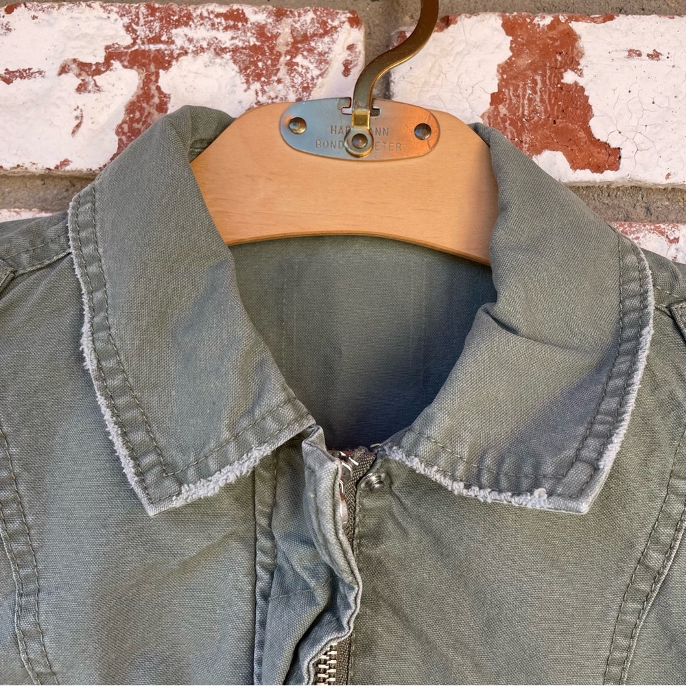 🌱5/$25🌱 Reworked | Patchwork Olive Green Utility Jacket - Picture 5 of 11